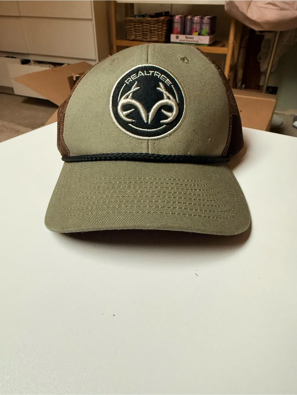 Realtree Olive Green and Brown Logo Trucker Cap
